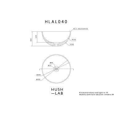 HushLab Cloud Umywalka okrągła fi.40 h.20 - 767082_T1