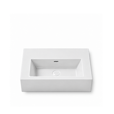 HushLab Organic Simple Umywalka wisząca lub do montażu na blacie bez otworu na baterię 80x50 Biały połysk - 849757_O2