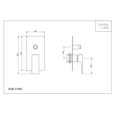 HushLab Belverde Bateria wannowo-prysznicowa podtynkowa, element zewnętrzny Czarny matowy - 833698_T1