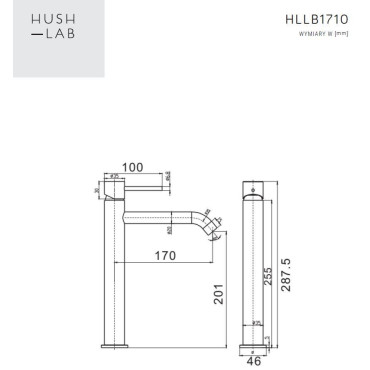 HushLab Lukka Bateria umywalkowa jednootworowa wysoka Chrom - 794830_T1
