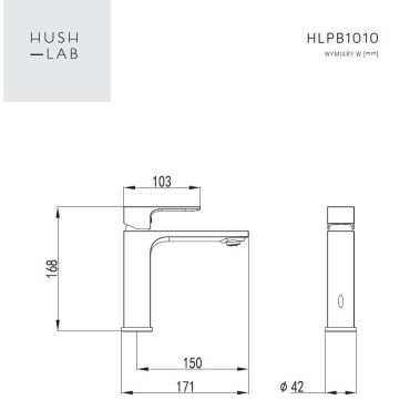 HushLab Piatto Black Bateria umywalkowa jednootworowa Czarny mat - 794820_T1