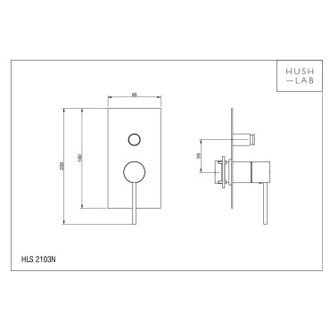 HushLab Siena Black Bateria wannowo-prysznicowa podtynkowa, element zewnętrzny Czarny mat - 833447_T1