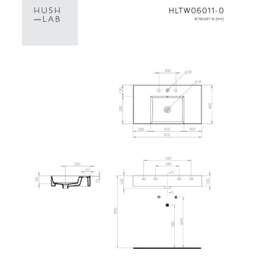 HushLab InLove umywalka wisząca z półkami po bokach 46x81 - 771975_T1
